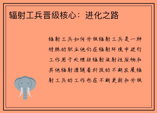 辐射工兵晋级核心：进化之路